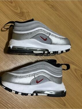 🔥🔥Nike Air Max 97 Metallic Silver Bullet TD Toddler Size 5C-FB2964-001, Unisex